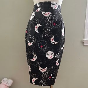 'Moon Maidens' print pencil skirt (discontinued) - Pinup Girl
